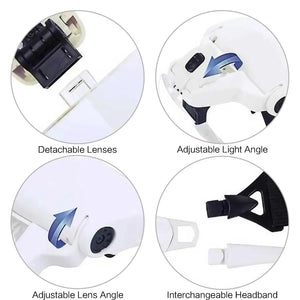 Lente Lupa con Luz LED y 5 Aumentos Intercambiables para Bisutería y Manualidades