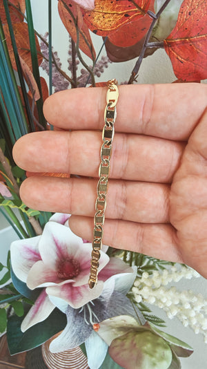Pulsera Eslabón Plano – Oro Laminado 14K