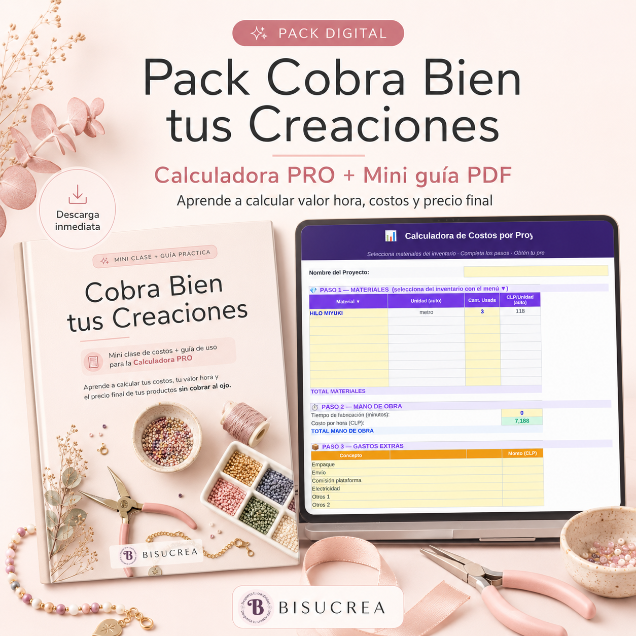 Pack Cobra Bien tus Creaciones | Calculadora PRO + Mini Guía de Costos