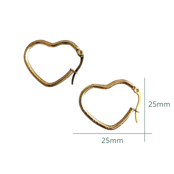 Argolla Corazon Acero Inoxidable Dorada 25mm Bisucrea