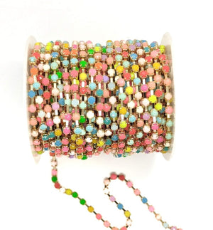 Cadenas de Strass Colores Acrilico 3mm Bisucrea