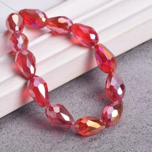 Cristal Gota 12x8mm Rojo Tornasol Bisucrea