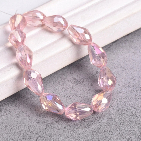 Cristal Gota 12x8mm Rosado Tornasol Bisucrea