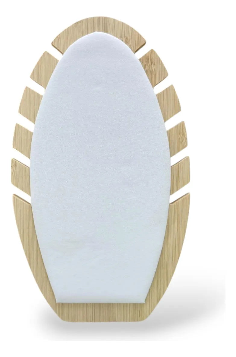 Exhibidor Vertical Ovalado Collar Eco Cuero Blanco