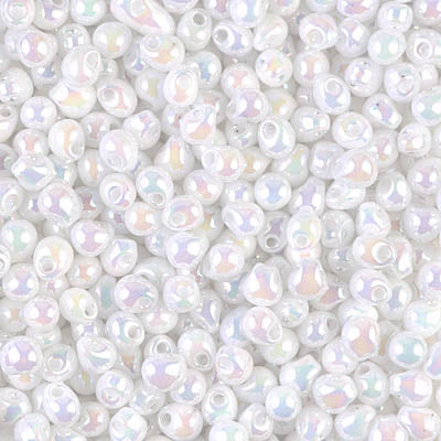 Mostacilla Miyuki Drop DP471 – Blanco Opaco AB Tornasol