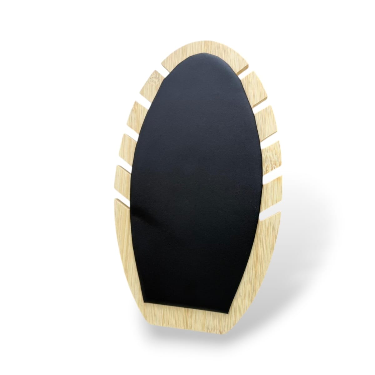 Exhibidor Vertical Ovalado Collar Eco Cuero Blanco