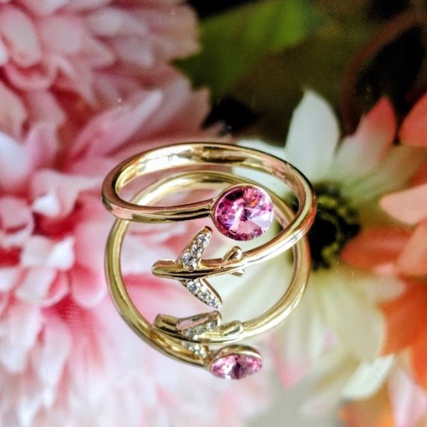 Anillo 14K Ajustable Swarovski Avion - Rosa