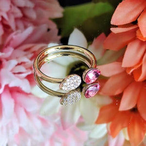 Anillo 14K Ajustable Swarovski Ovalado - Rosa