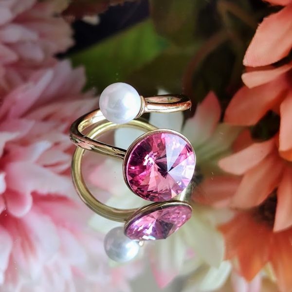 Anillo Aura – Oro Laminado 14K Cristal Swarovski - Rosa