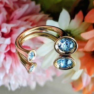 Anillo Aurora – Oro Laminado 14K Cristales Swarovski - Celeste