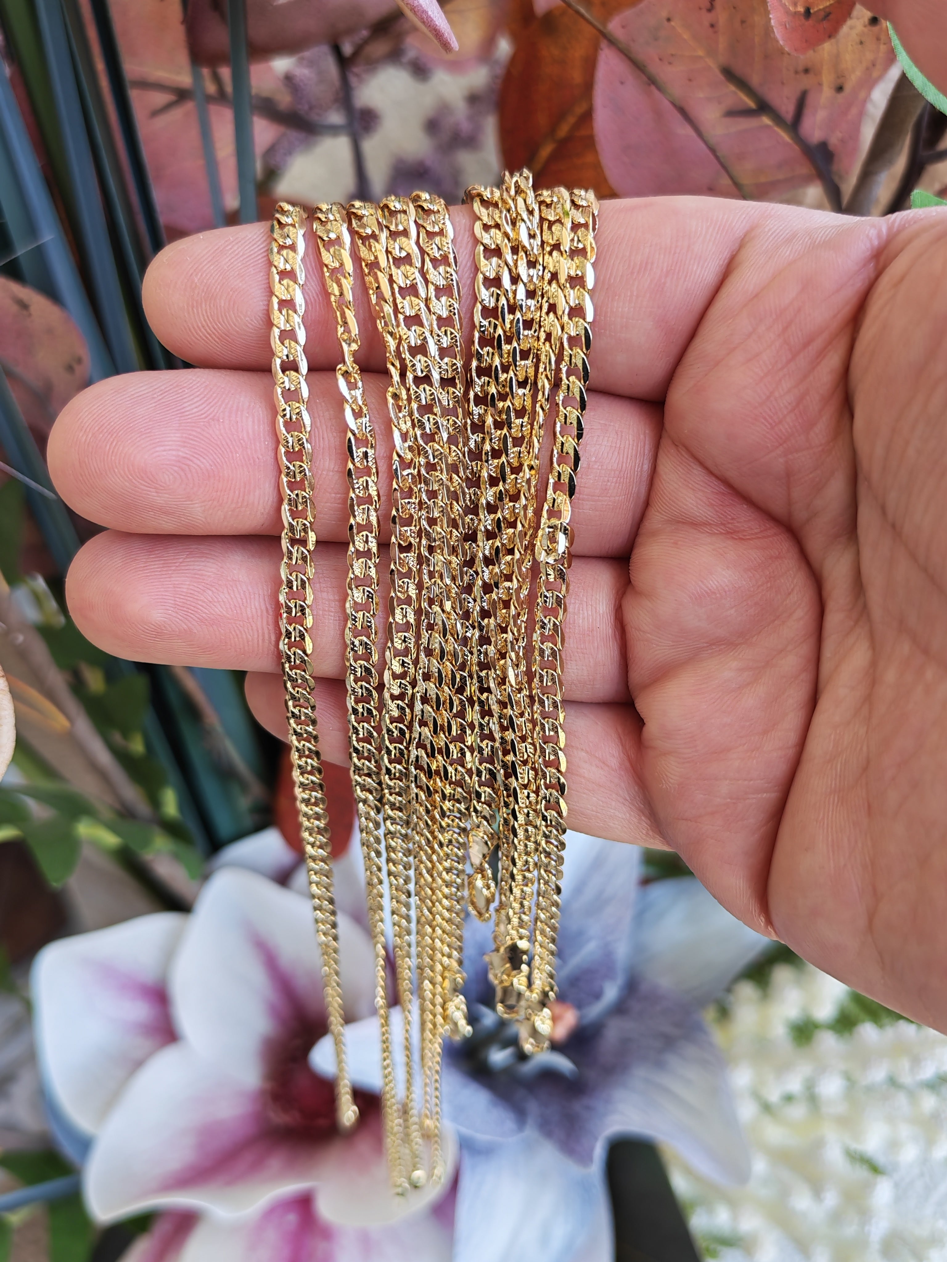 Cadena Cubana Facetada 45 cm – Oro Laminado 14K - 45cm