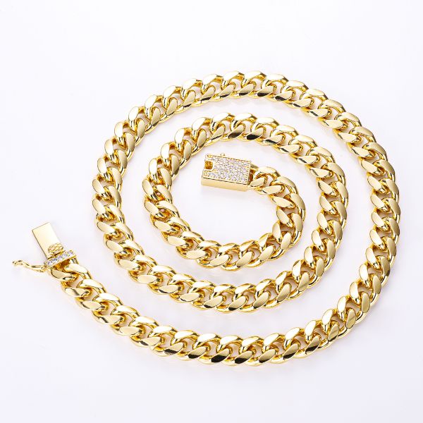 Cadena Cubana Gruesa 60cm - Oro Laminado 14K