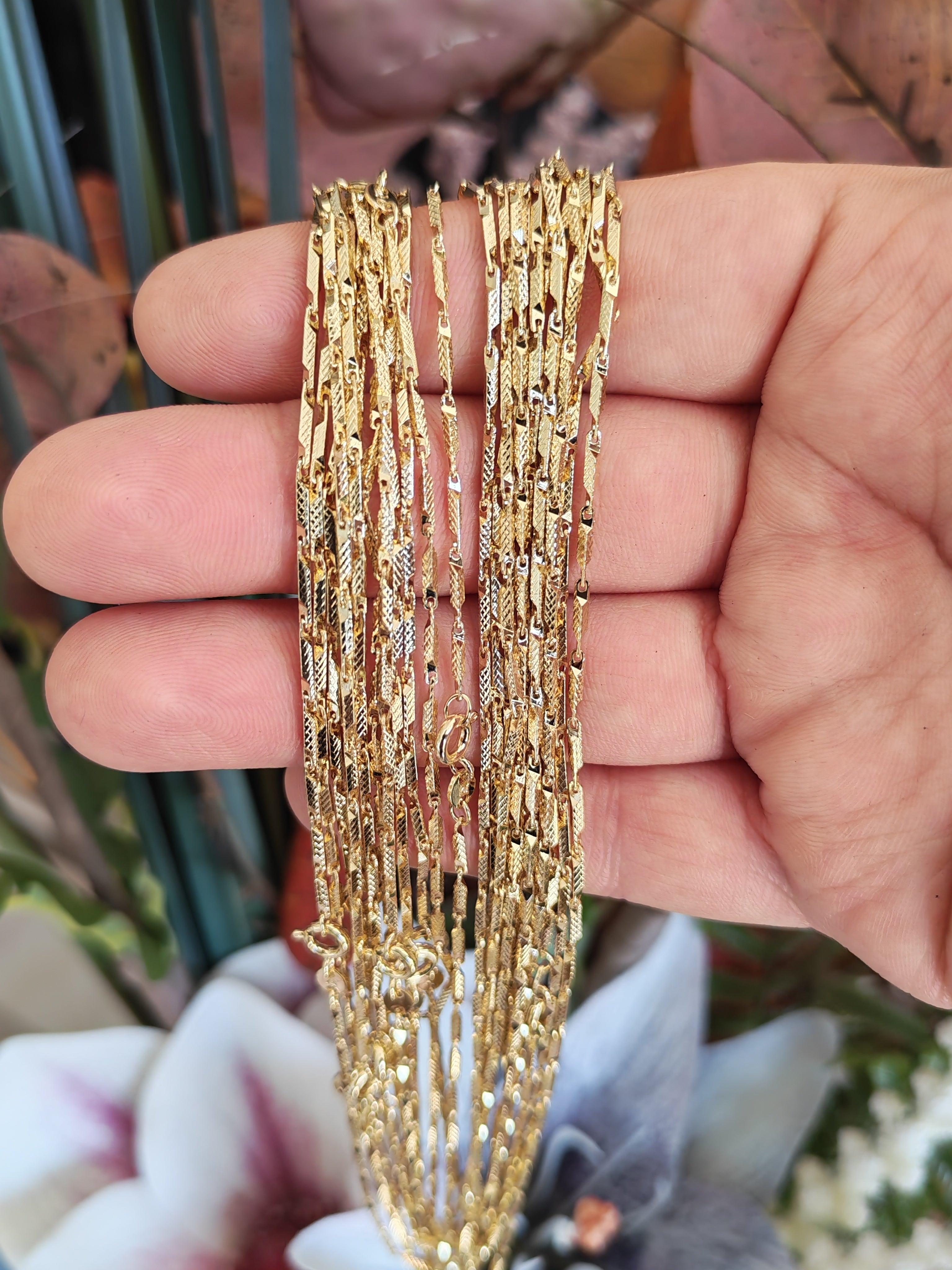 Cadena Laminada Facetada 45 cm – Oro Laminado 14K - 45cm