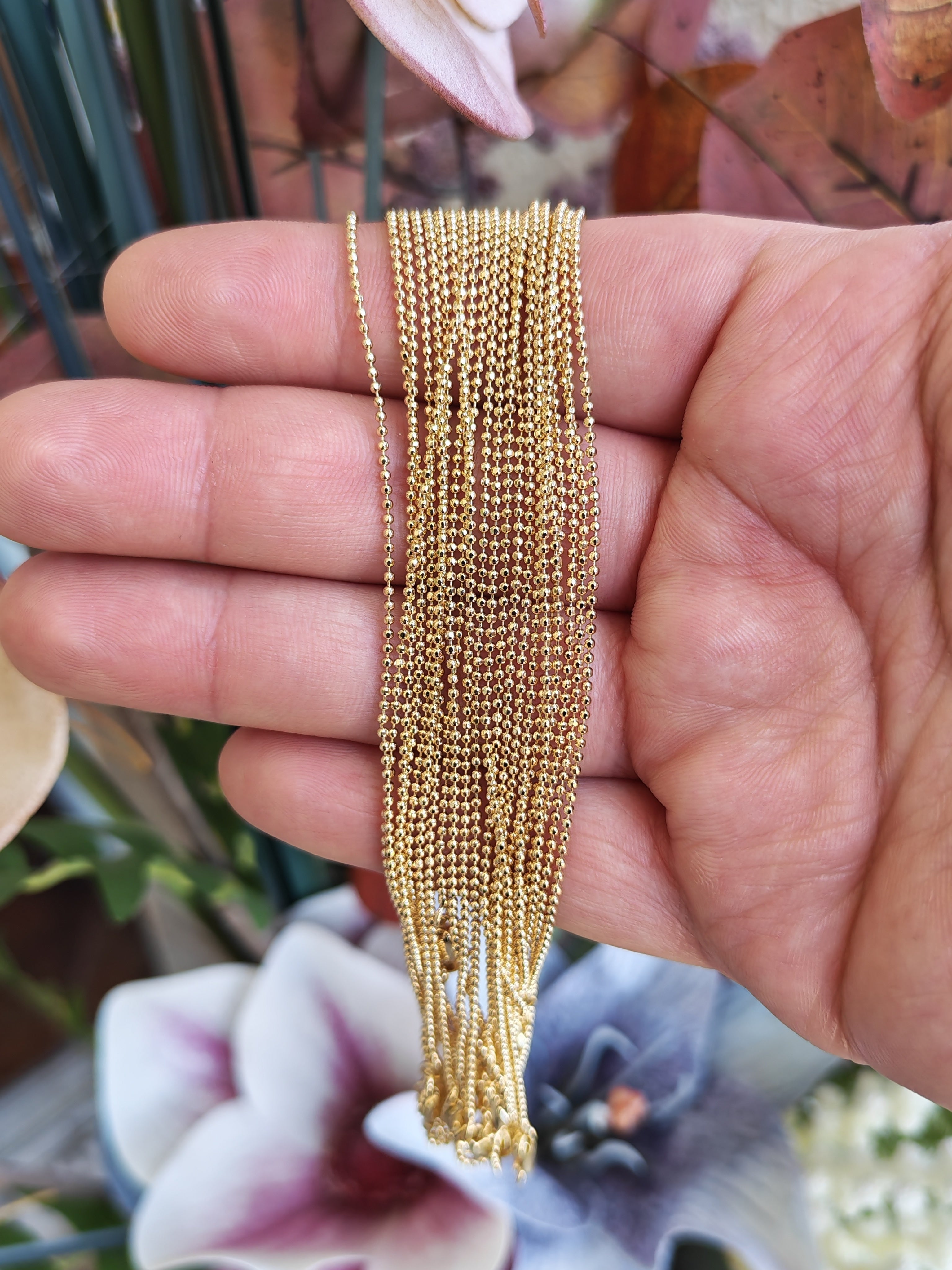 Cadena Mini Balines 45 cm – Oro Laminado 14K - 45cm