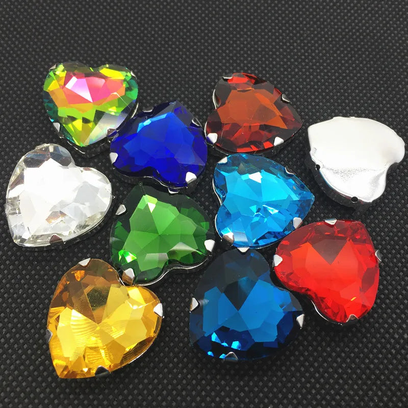 Corazones Engarzados 14 mm – Cristal Facetado para Bisutería