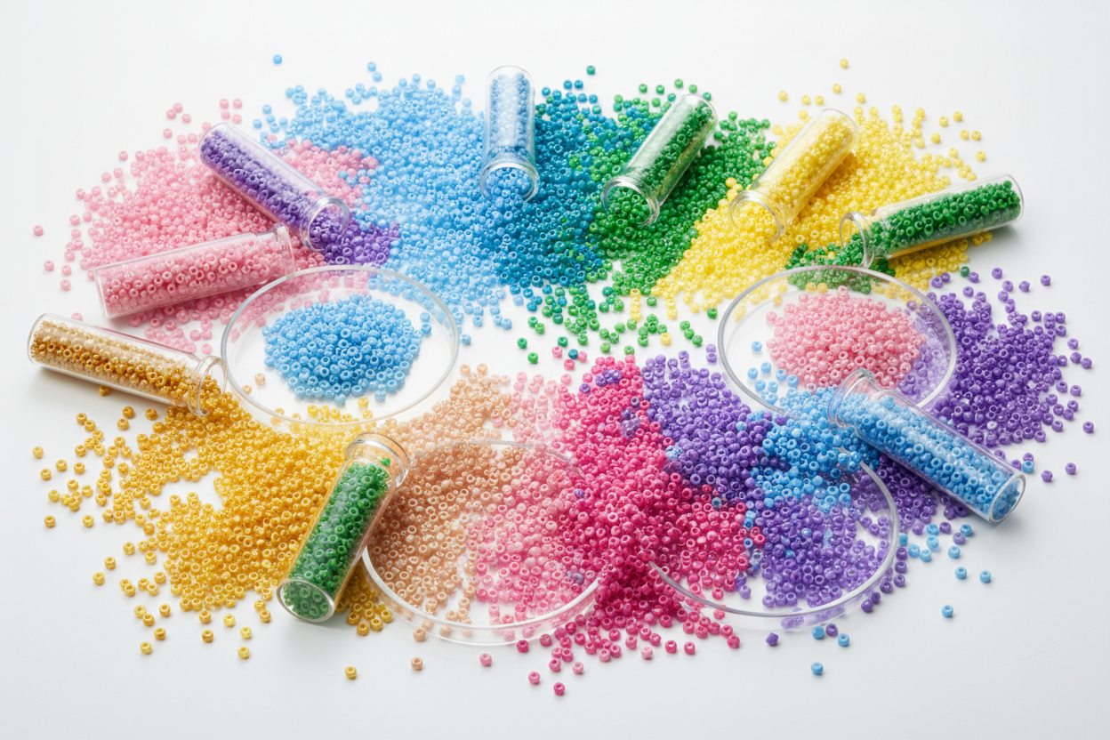 crea una imagen de mostacillas miyuki para mi slide 