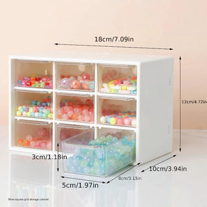Organizador de 9 Cajones para Mostacillas Cuentas y Accesorios | Mini Gavetero Transparente