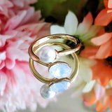 Anillo 14K Ajustable Swarovski Ovalado Perla