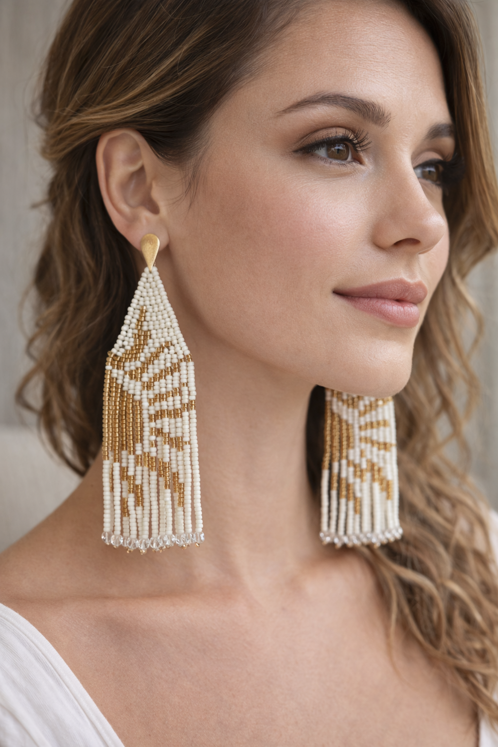 🌞 Patrón Digital Sol – Puntada Ladrillo Doble con Flecos