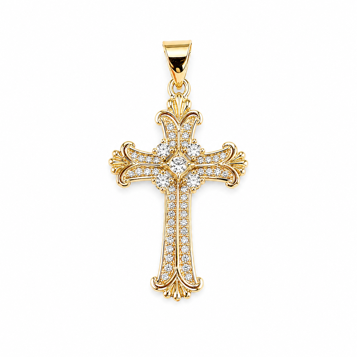 Dije Cruz en Oro Laminado 14K – Luz y Fortaleza Interior