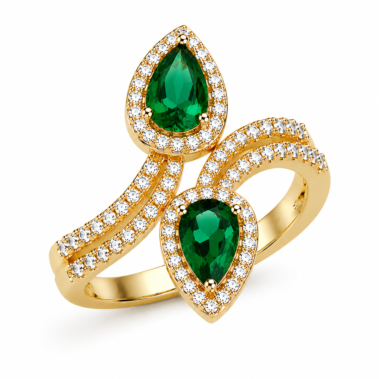 Anillo Doble Lágrima de Oro Laminado 14K – Brillo y Elegancia