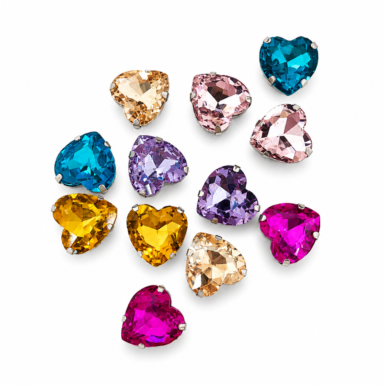Corazones Engarzados 14 mm – Cristal Facetado para Bisutería