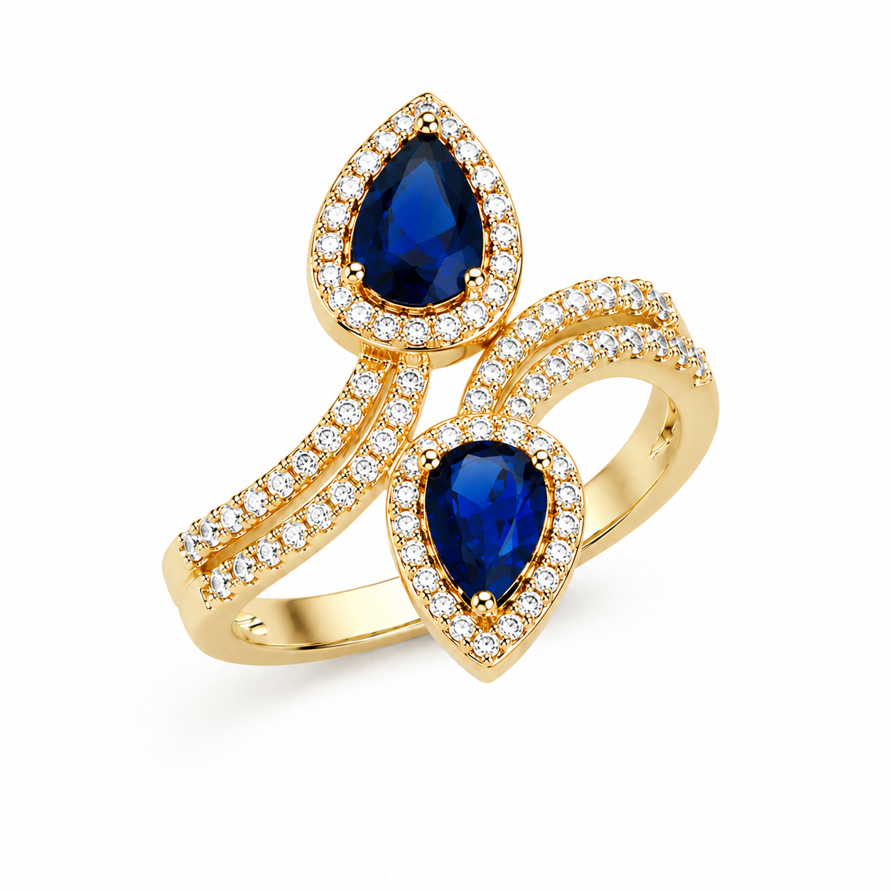 Anillo Doble Lágrima de Oro Laminado 14K – Brillo y Elegancia