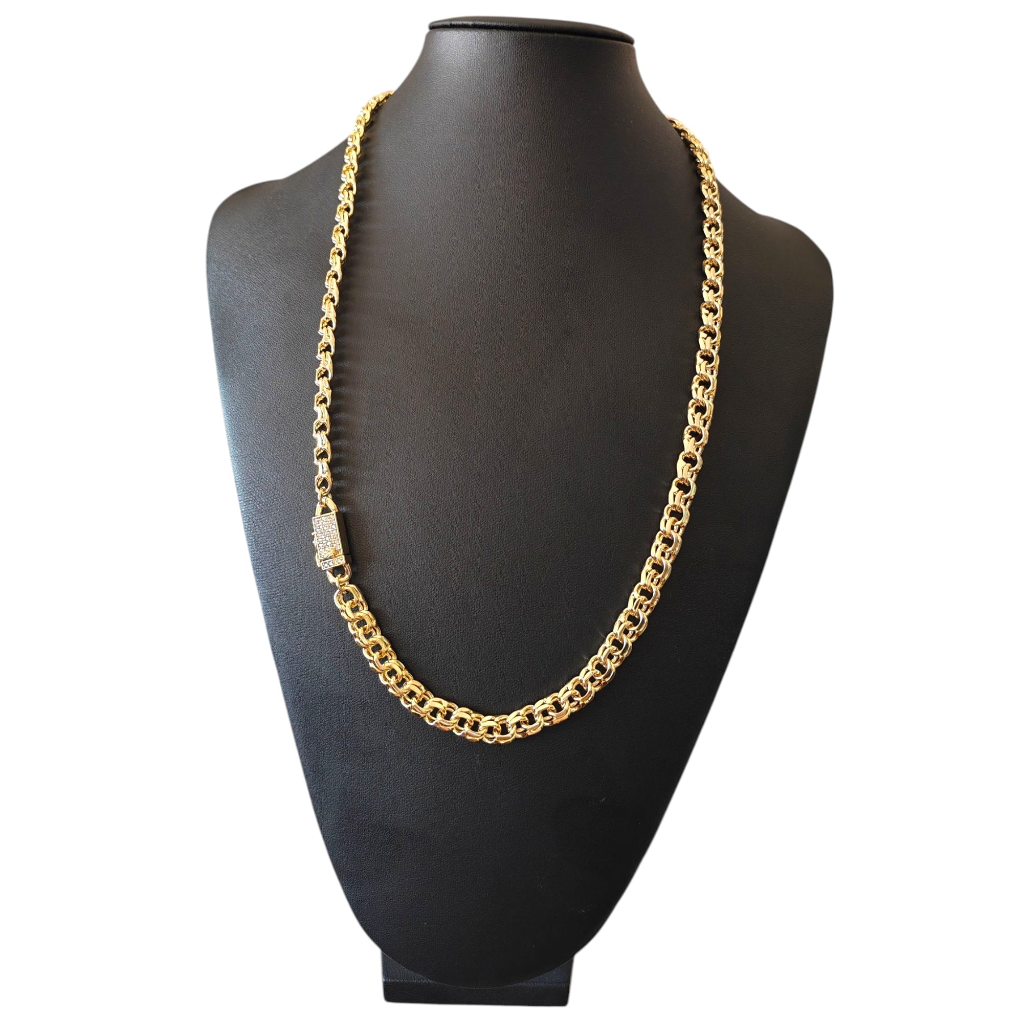 Cadena Rolo Doble Plana Gruesa 60cm - Oro Laminado 14K