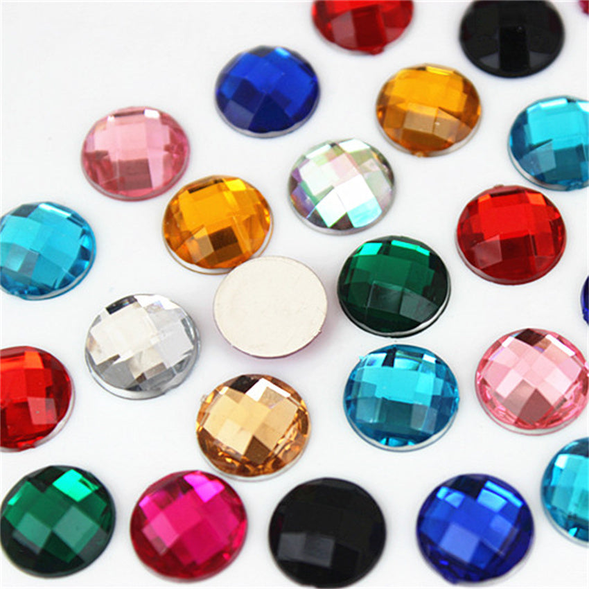 Diamantes de Imitación Acrílicos 10 mm – Base Plana para Pegar