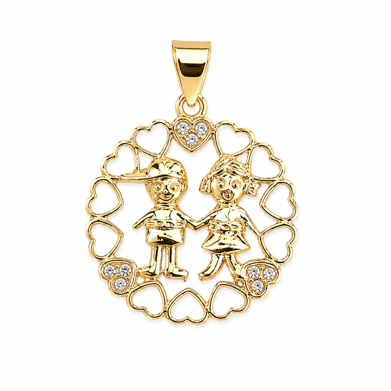 Dije Niños en Oro Laminado 14K – Símbolo de Unión y Amor