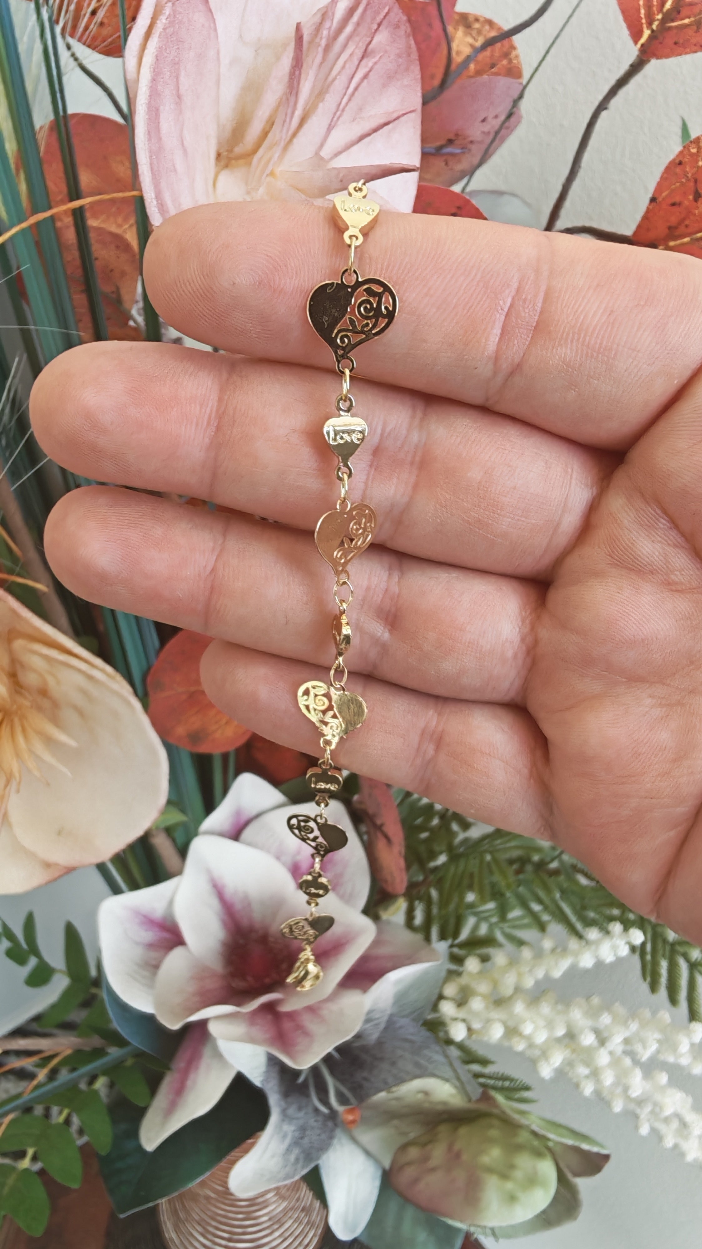 Pulsera Corazones Love – Oro Laminado 14K