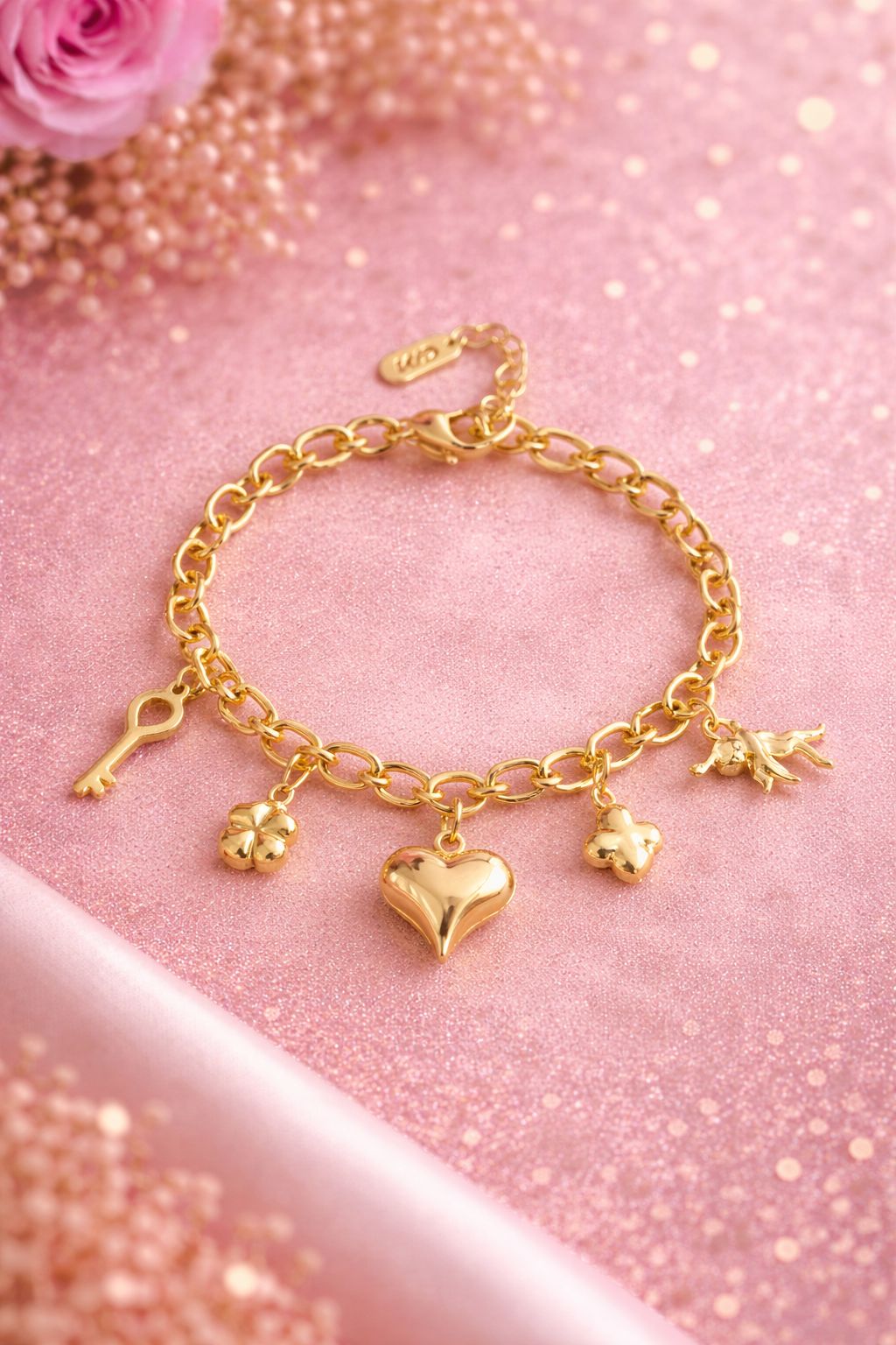 Pulsera Charm Corazón – Oro Laminado 14K