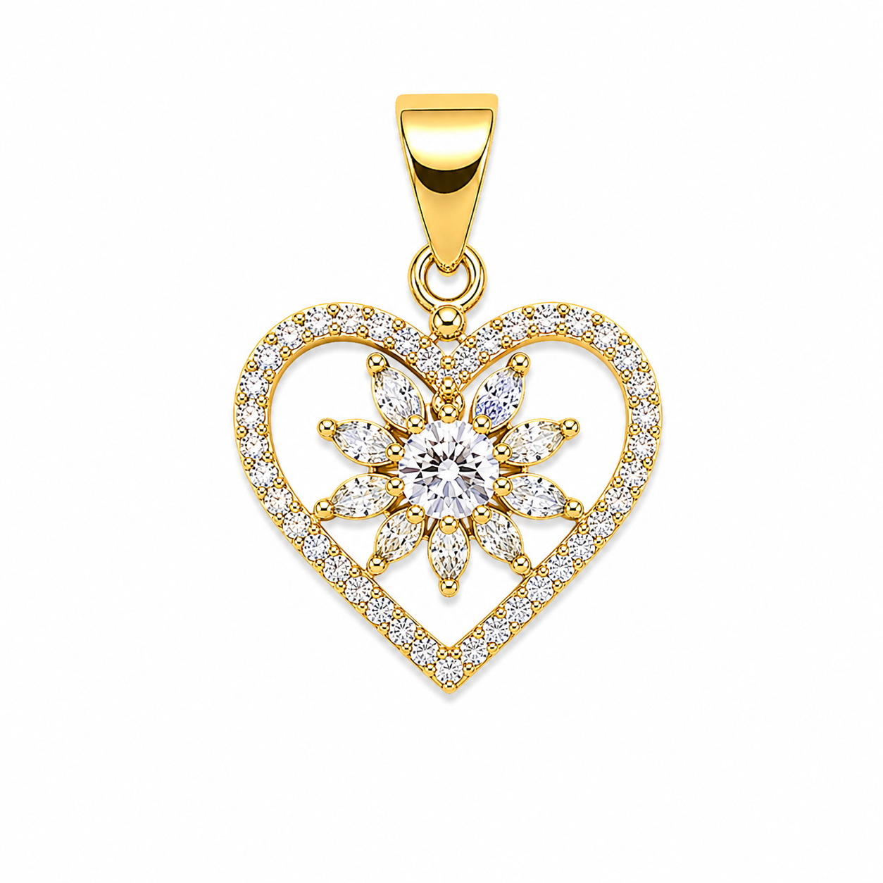 Dije Corazón con Estrella en Oro Laminado 14K – Brillo que Inspira