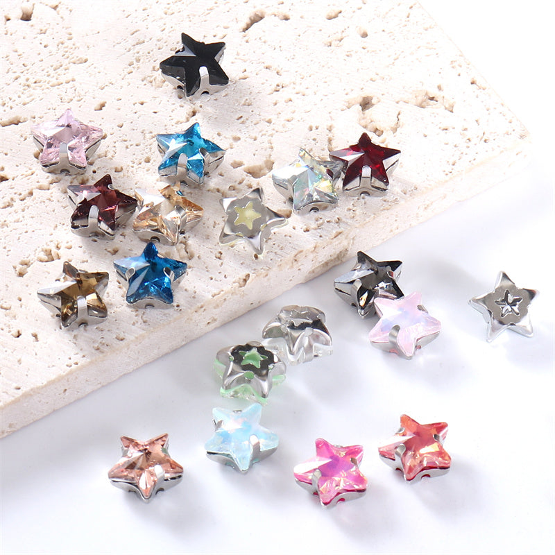 Cristales Estrella Engarzados 10mm – Multicolor para Bisutería y Joyería