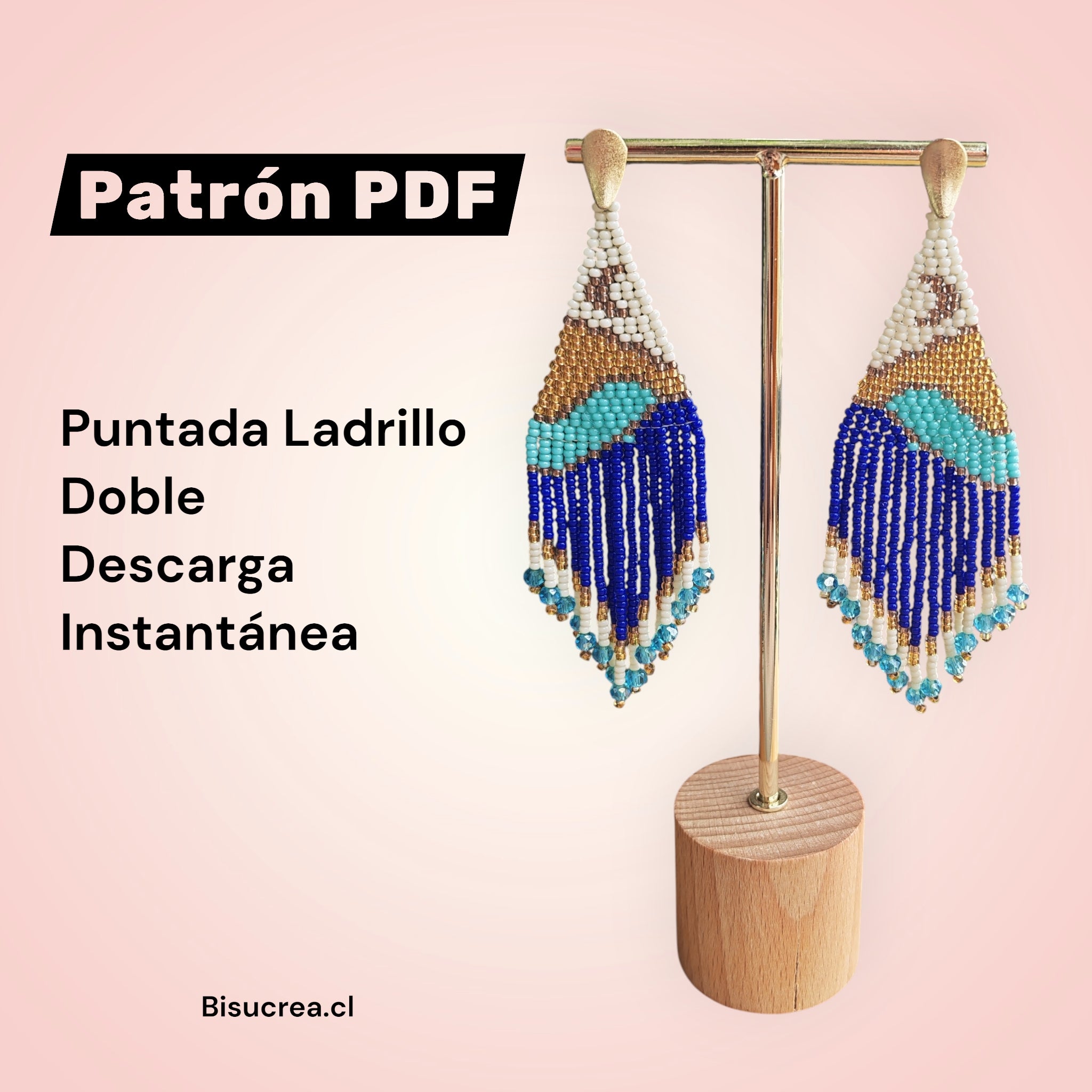 ✨ Patron Digital Cascada Atardecer– Puntada Ladrillo Doble y Flecos
