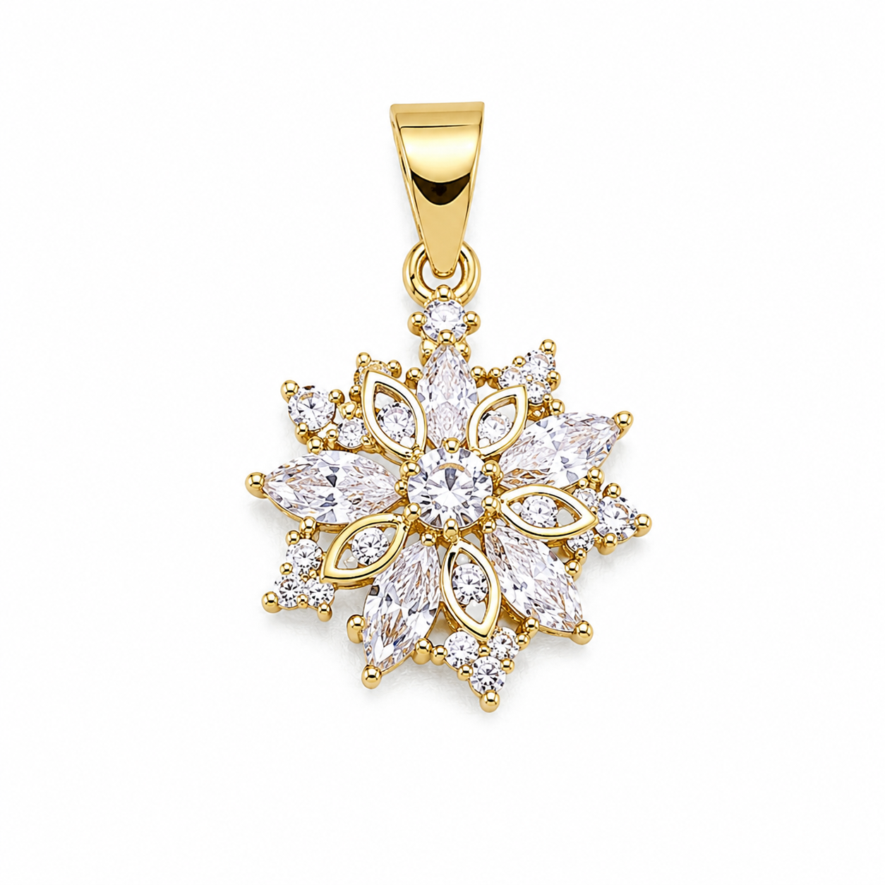 Dije Copo de Nieve en Oro Laminado 14K – Belleza que Brilla con Delicadeza