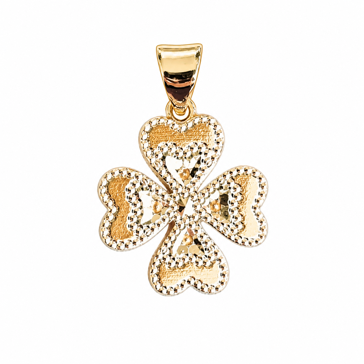 Dije Trébol en Oro Laminado 14K – Amuleto de Buena Fortuna