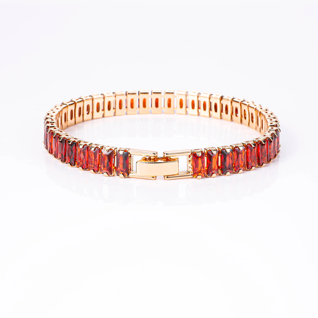 Pulsera Tenis Roja – Oro Laminado 14K