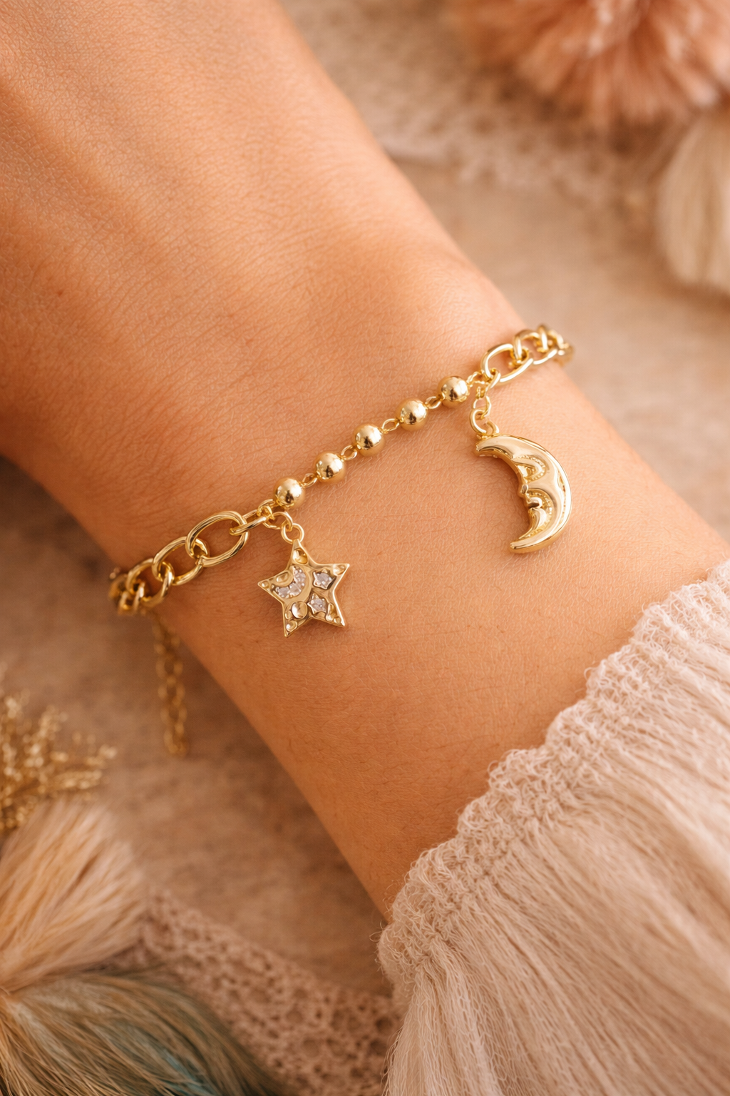 Pulsera Celeste – Oro Laminado 14K