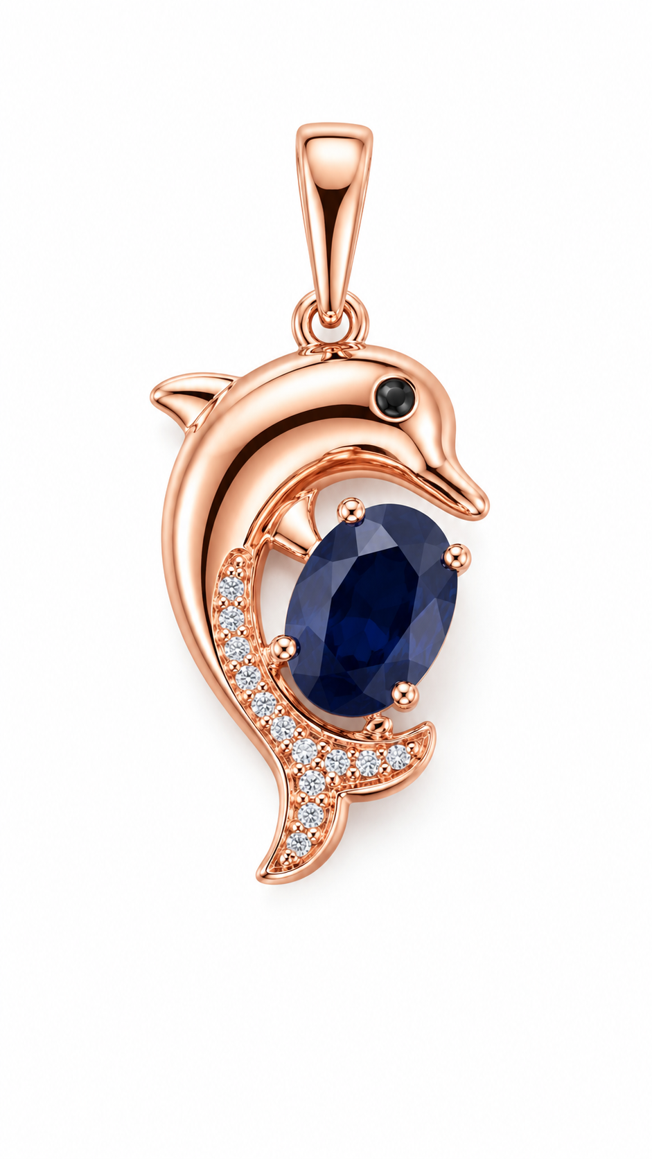 Colgante Dolphin Sapphire – Enchapado en Oro de 18K