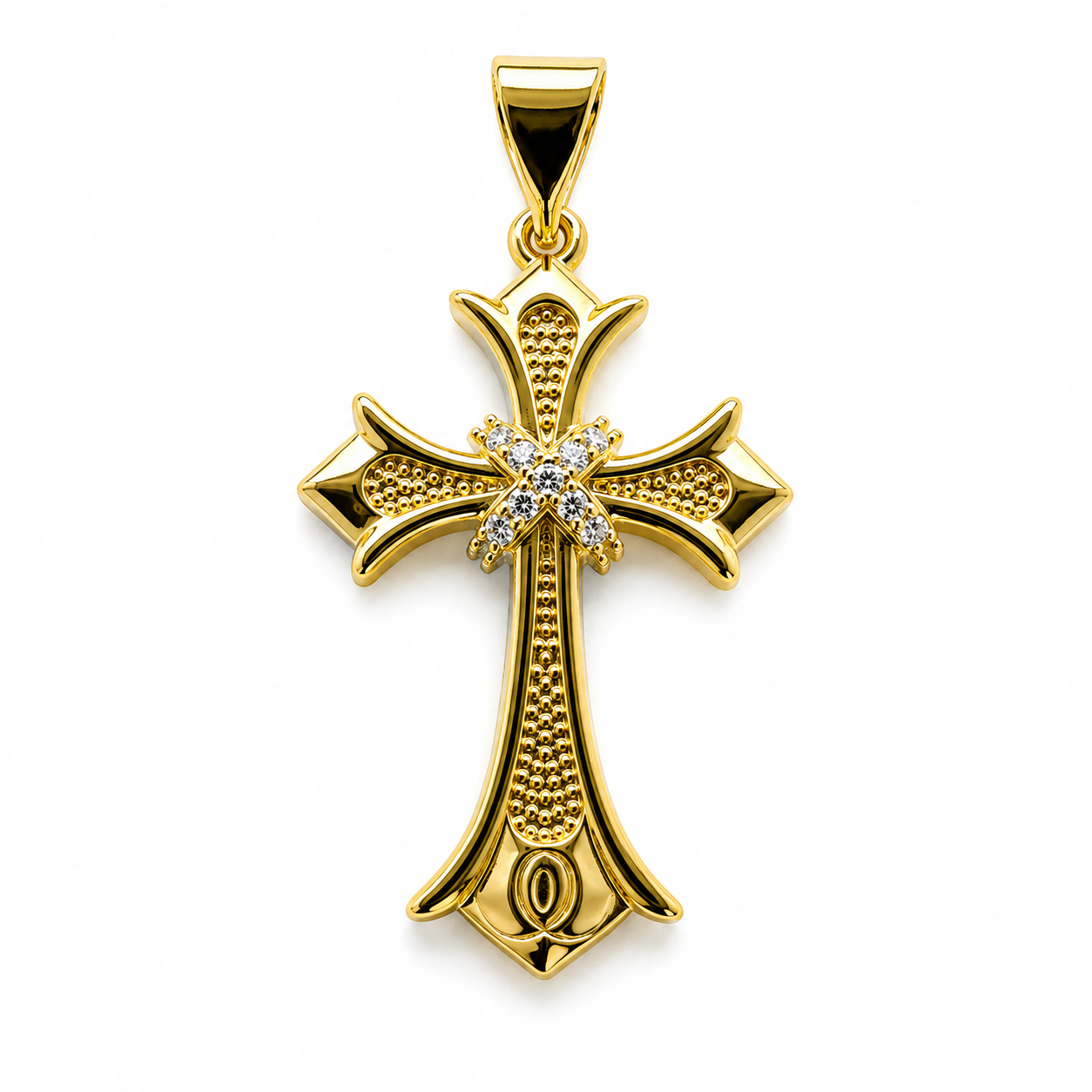 Dije Cruz en Oro Laminado 14K – Elegancia y Protección